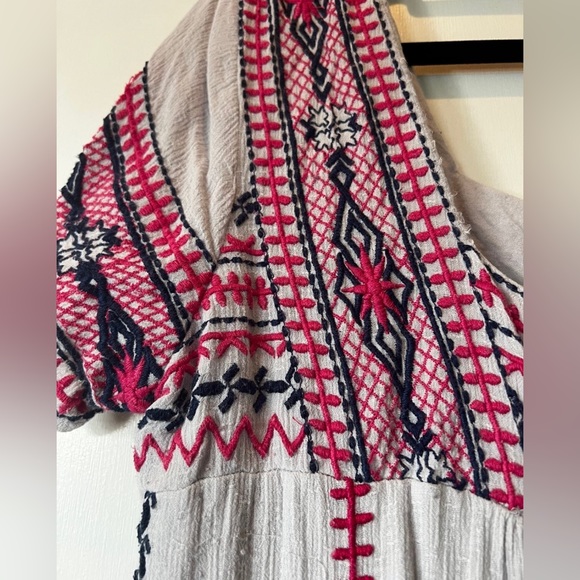 Anthropologie Mauve Bobo Embroidered Dress lined size 8 - Picture 3 of 4